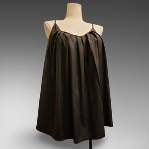 Dark Camo Green Pleated Babydoll Sleeveless Camisole Top